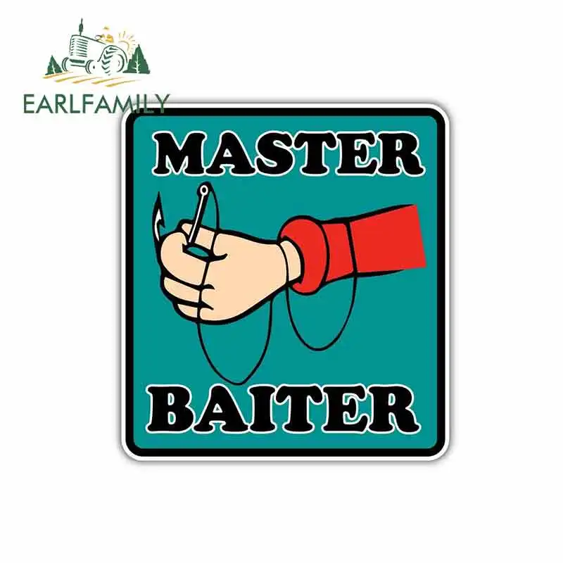 EARLFAMILY 13cm x 12cm for Master Baiter Fishing Fisherman Hook Anime Car Stickers Vinyl JDM Bumper Trunk Truck Graphics Decal