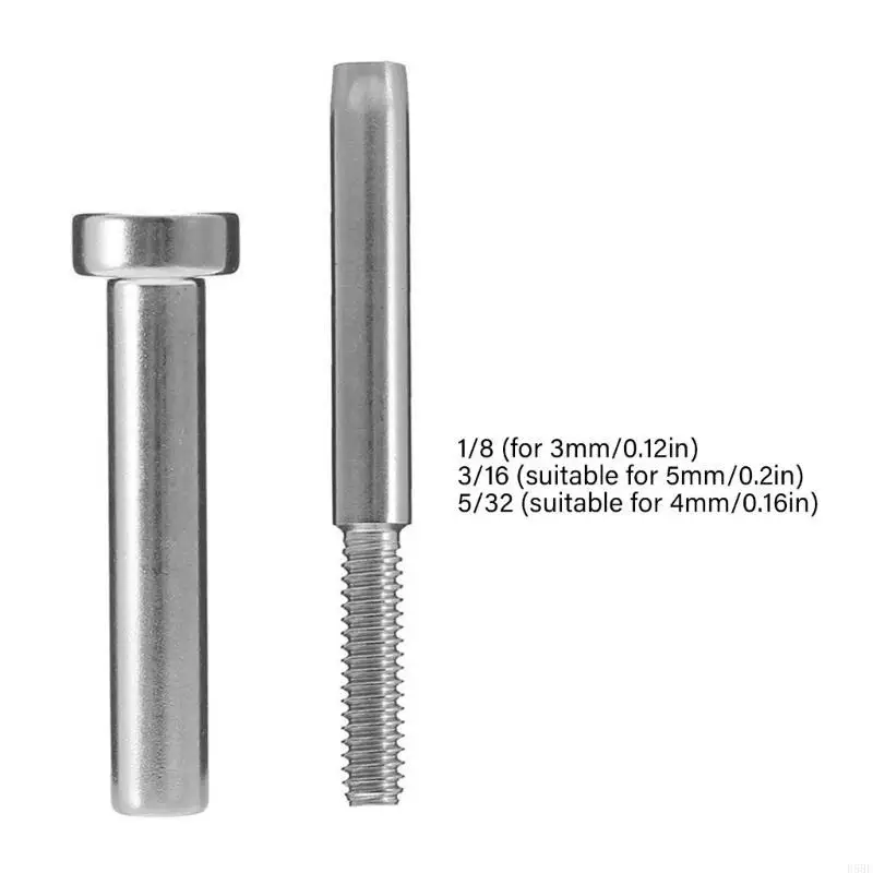 D5BE Marine Stainless Steel Swage 3/4/5mm Wire Rope Right Hand Thread End Terminal Rope Fittings Cable Railing