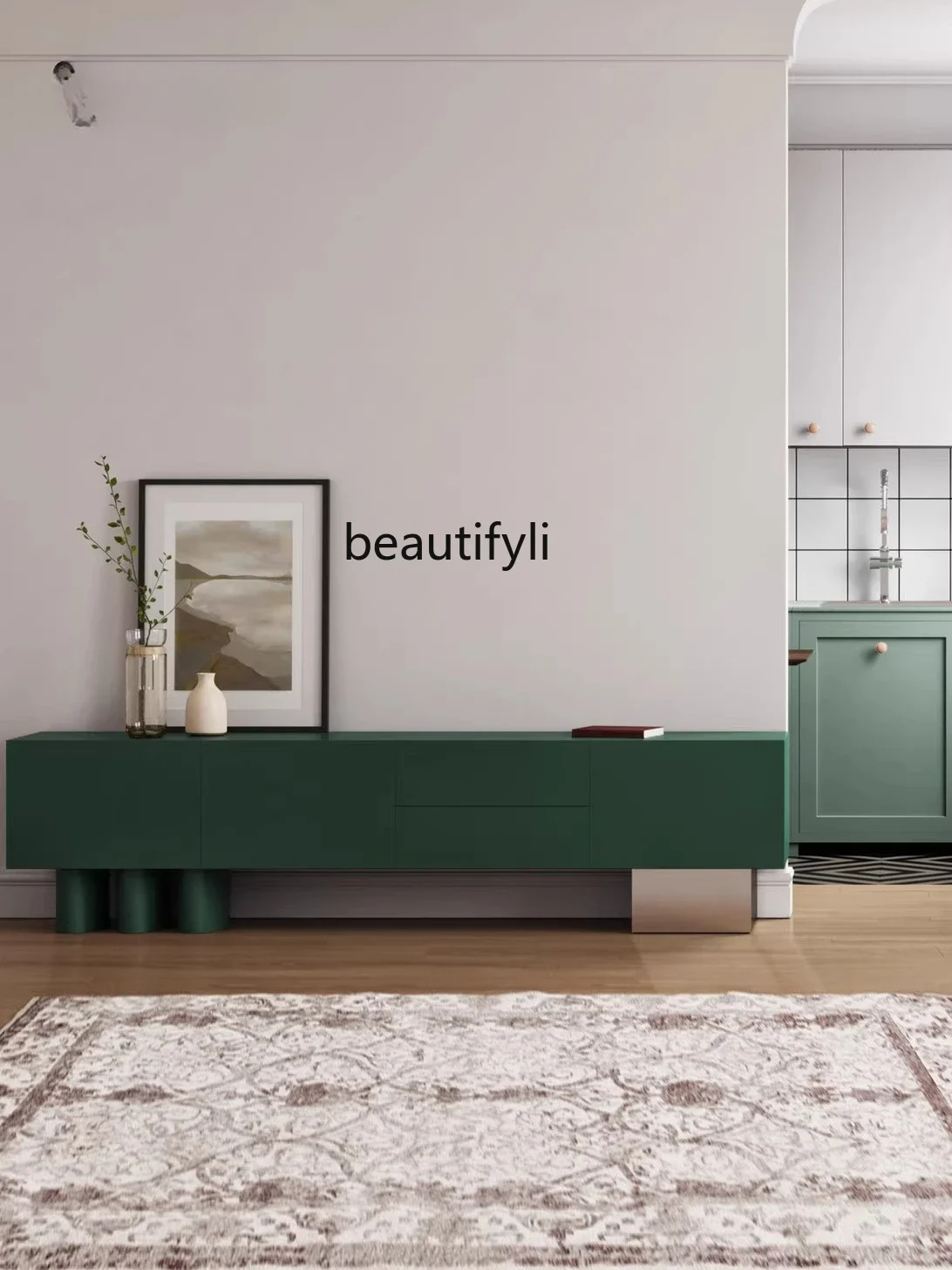 

zxqModern Minimalist Nordic Light Luxury TV Cabinet Small Apartment Home Living Room Italy