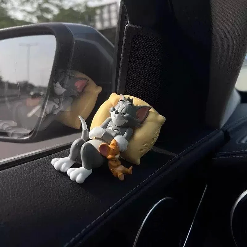 Tom Jerry Desk Shelf Ornament Car Dashboard Ornament Decoration Figurine Cute Sleeping Pose Home Decor Gift