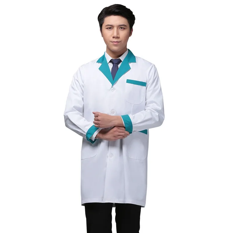 ملابس الصيدلة معطف أبيض طويل الأكمام القصيرة طبيب أنثى ممرضة صيدلية معطف أبيض طبي