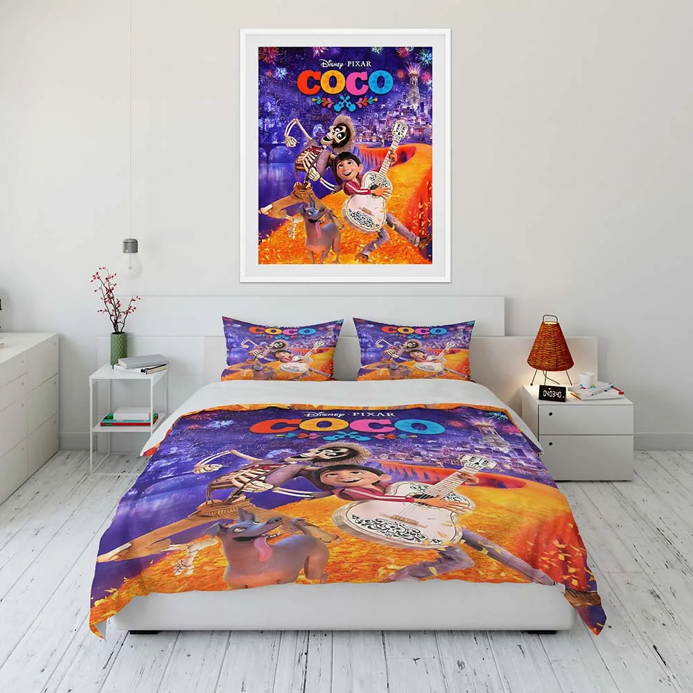 

Disney Coco Bedding Set Kid Single Double King Size Flat Sheet Duvet Cover Pillowcase Bed Linens Bedclothes Home Textile