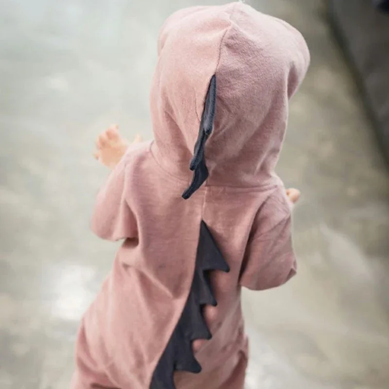 Baby Dinosaur Hooded Romper Jumpsuit for Autumn/Winter Kids Clothing