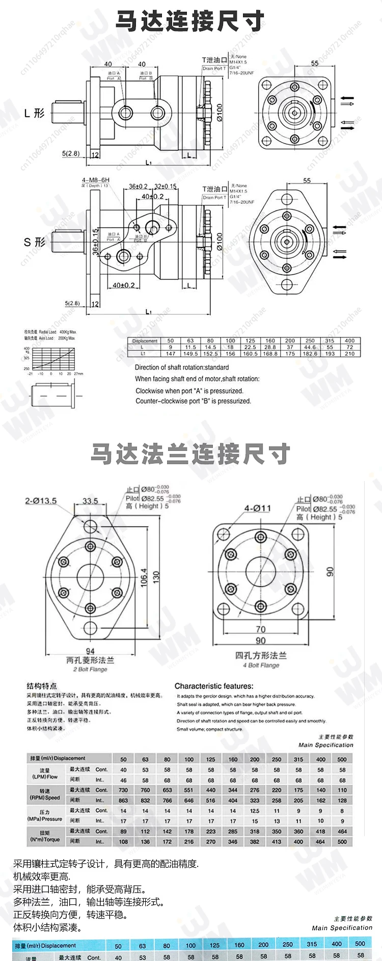 

Hydraulic BMR Motor-160 Rotation 315 Large Torque 400 Oil 250 Hydraulic High Speed Cycloid Drive Die Low Speed