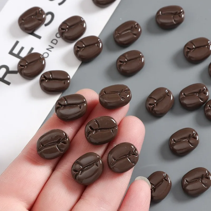 10pcs Simulation Miniature Coffee Beans Resin Flatback Cabochon Artificial Food DIY Crafts Scrapbooking Phone Decor Accessories