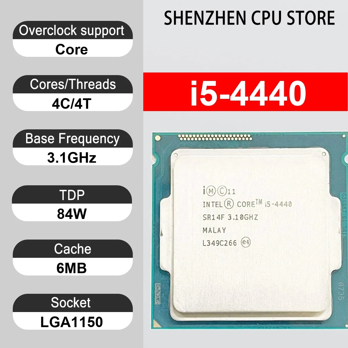 Intel Core i5-4440 4 Core 4 Thread 3.10GHz 84W 6MB Cache 22nm LGA1150 SR14F DDR3-1600 MHz Haswell HD Graphics 4600