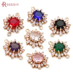 4PCS Brass Zircon 2 Holes Flower Connect Charms Pendants Necklace Earrings Diy Jewelry Accessories Rosediy official-website