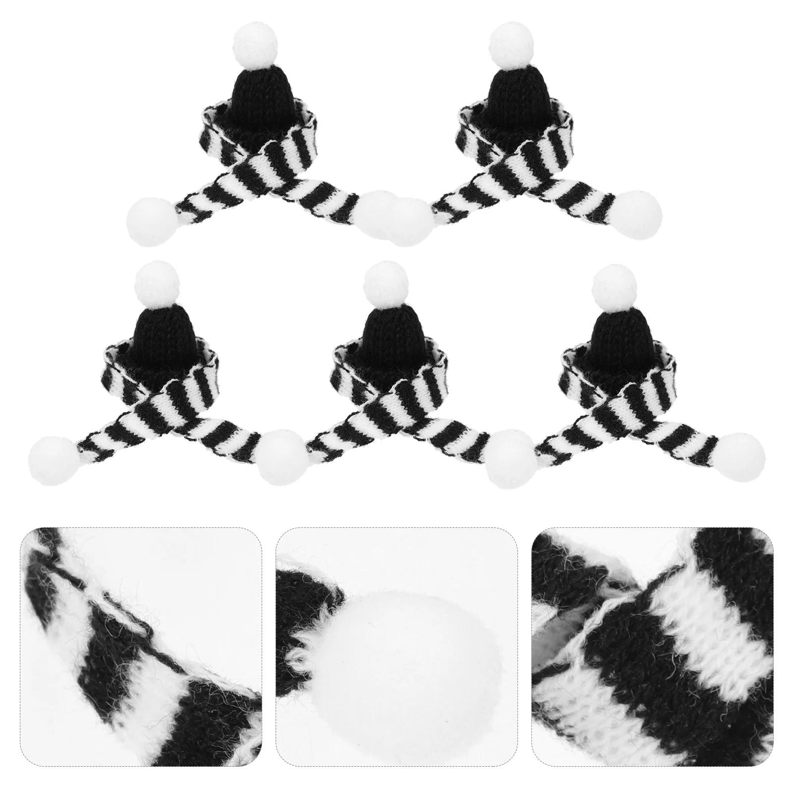 

5 Sets Small Hat Christmas Decor Mini Scarves for Crafts Knitting Bottle Decorations Scarf
