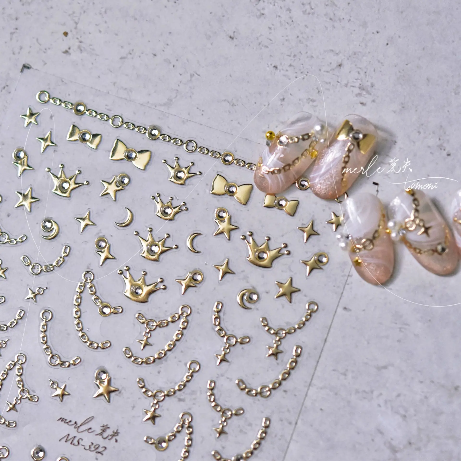 

Gold Silver Nail Art Accessories Stickers 5D Crystal Diamond Love Crown Bow Chain Nail Sticker DIY Adhesive Manicure Decorations