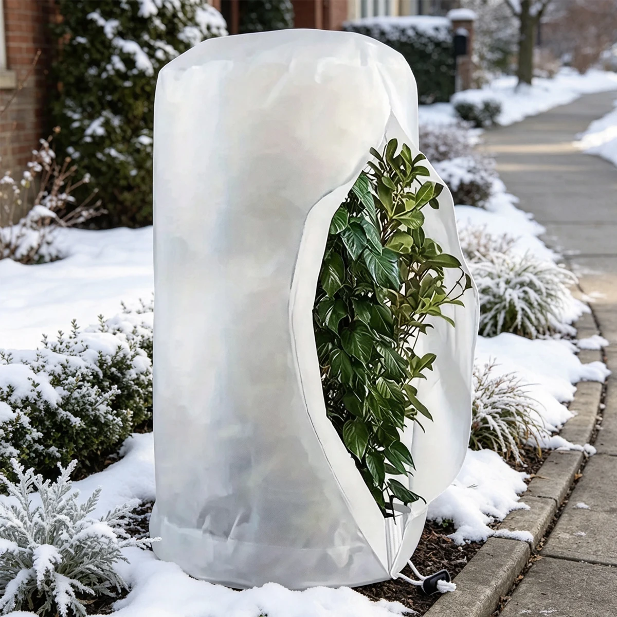 Breathable Plant Winter Thermal Insulation Anti-freeze Cover With Drawstring Zipper Closure Chili Garden Hood Protection Support