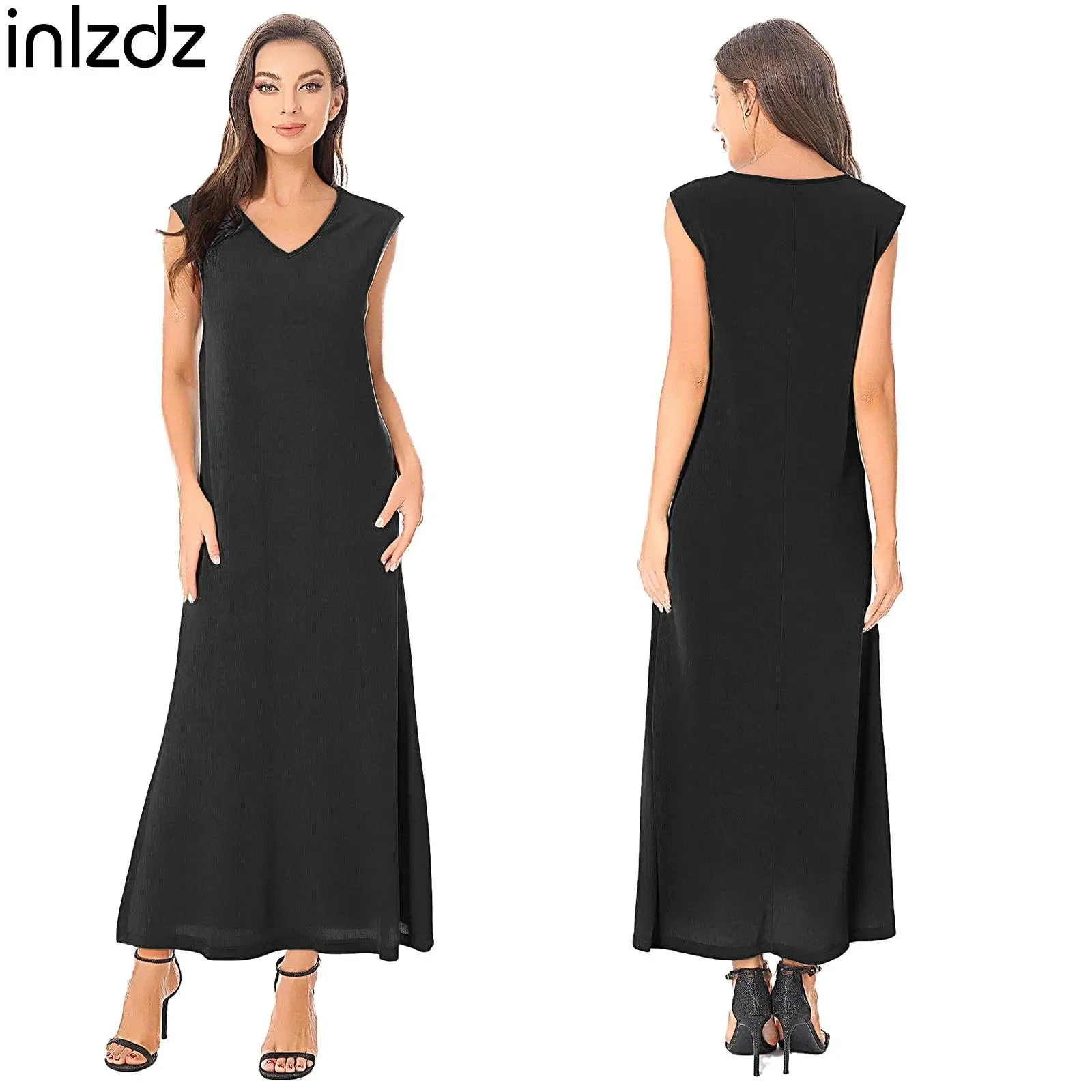 

Womens Fashion Loose Basic Dress Sleeveless Side Slit A-line Maxi Dress Casual Sundress Party Dresses for Daily Travel Holiday