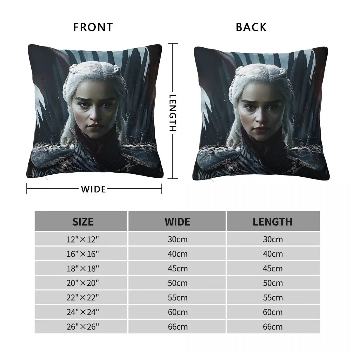 Daenerys Targaryen Dragon Throne Square Pillowcase Polyester Linen Velvet Pattern Zip Decor Sofa Cushion Cover