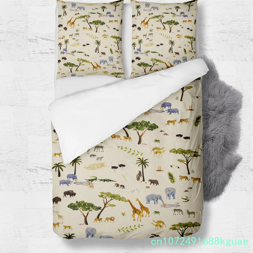 African Safari Children Duvet Cover Set King Queen Double Full Twin Single Bed Linen Set