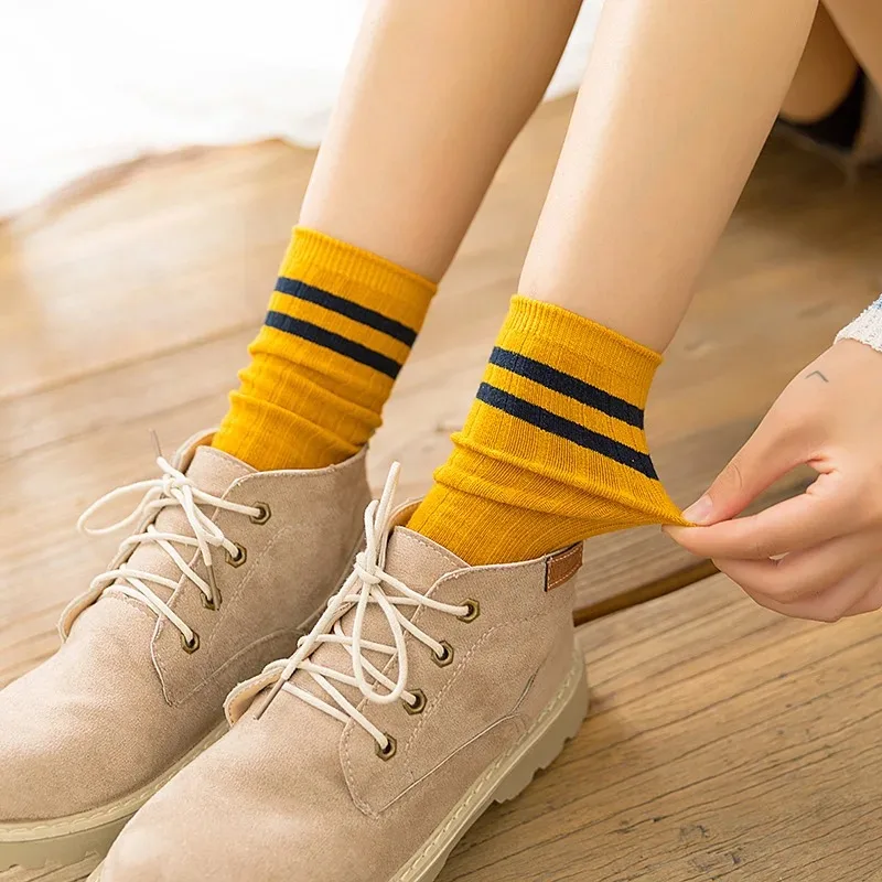 Носки, женские носки среднего размера, однотонные хлопковые носки, длинные носки-трубочки в японском студенческом стиле, тренд