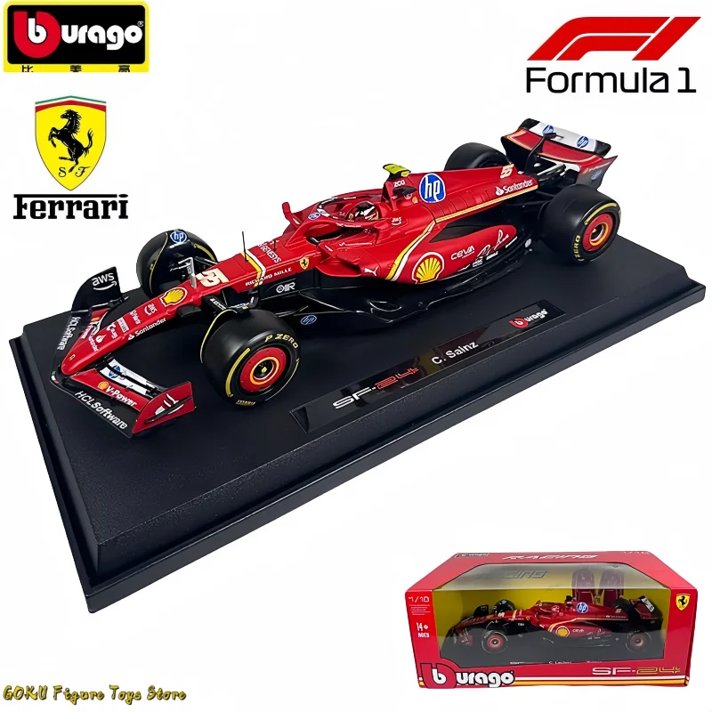 Bburago 1:18 Ferrari SF-24 Modello pressofuso in miniatura in lega Formula 1racing # 16 Leclerc # 55 regali di modelli da tavolo per auto Sainz Formula