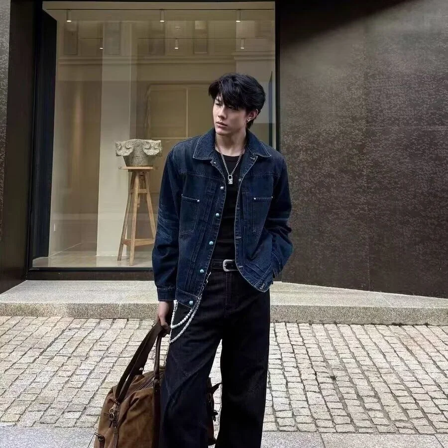 

Свободная мужская куртка 2024, весенне-осенняя уличная одежда Sli, Гонконг Sle, уличный тренд, Harajuku, корейская версия, верхняя одежда