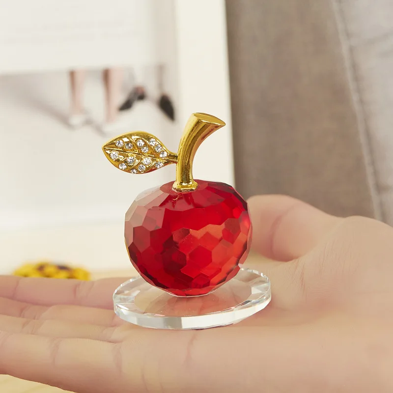 Modern Minimalist Transparent Crystal Apple Decorative Piece, Glass Vehicle Decoration, Student Gift Creative Souvenir