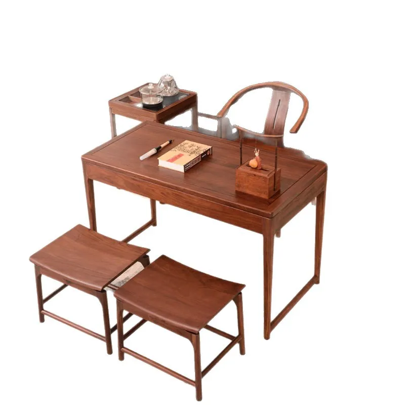 New Chinese-style solid wood tea table and chair combination Kung Fu tea table integrated ebony high-end mahogany tea space Song