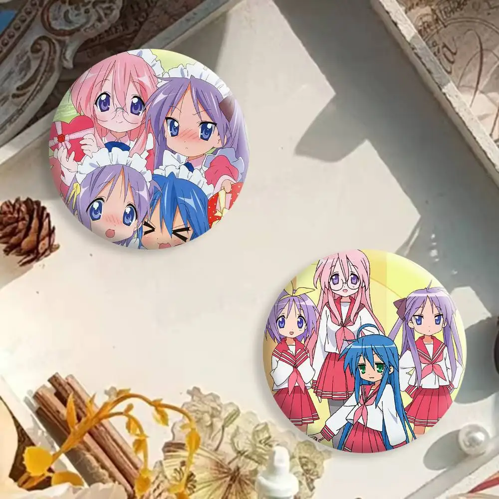 Anime Lucky Star Button Pins Backpack Clothing Decor Brooch Badge Jewelry Gifts for Kids