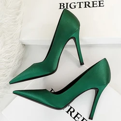 BIGTREE Shoes Woman Pumps Silk Ladies Shoes High Heels Spring New Stiletto Heels Party Shoes Plus Size 43  Salto Alto Feminino