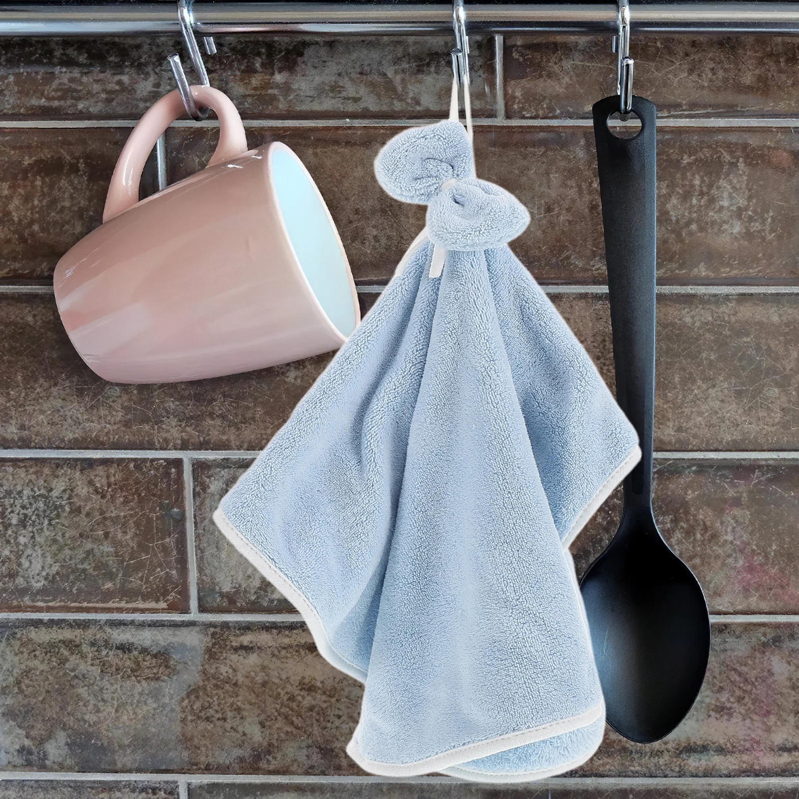 

Absorbent Hanging Hand Towel Soft Thick Coral Fleece Quick Drying Kitchen Cloth Cute Bowknot for Bathroom Cleaning Gym