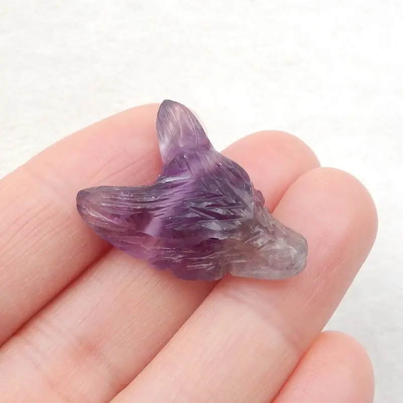 Carved Wolf Head Natural Stone Rainbow Fluorite Animal Necklace Pendant Bead,27x18x11mm 6g Fashion Jewelry Accessories