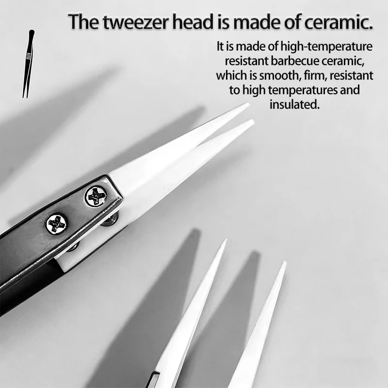 Anti-Static High-Temp Ceramic Tweezers with Straight Fine Points for Precision Handling for Picking Up Objects