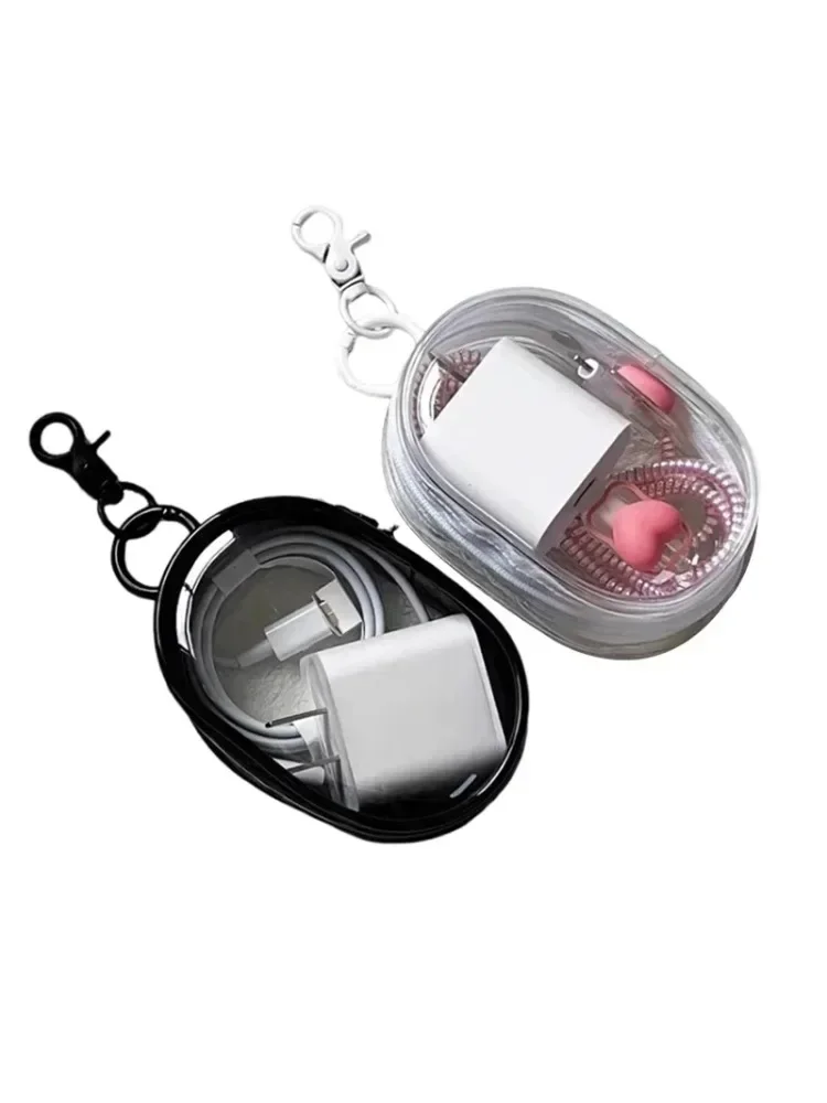 Caixa de armazenamento de cabo de dados transparente multifuncional para viagem ao ar livre bolsa de