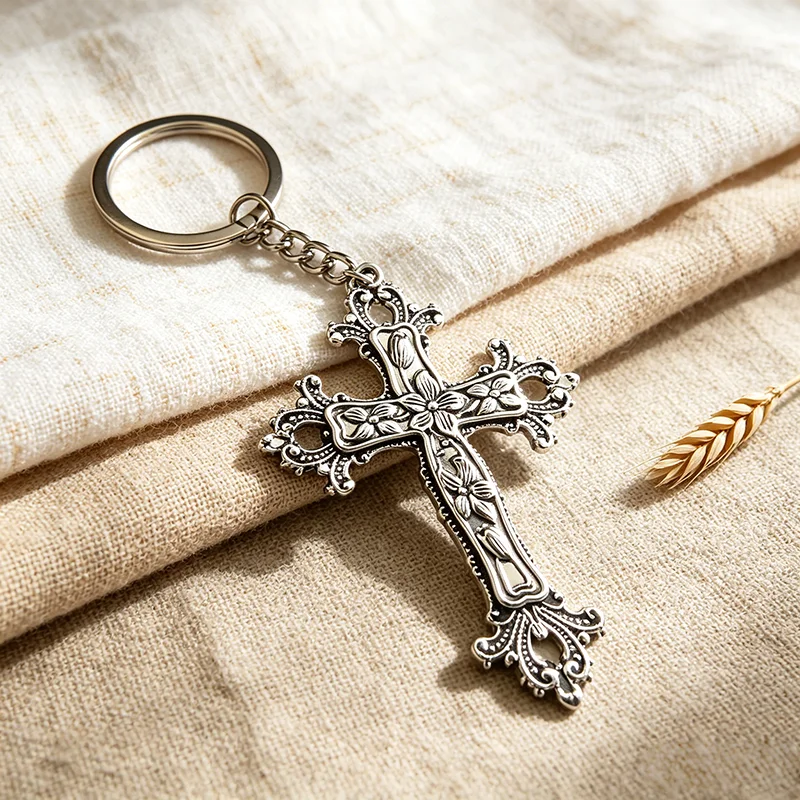 1 stücke Vintage Goth Kreuz Schlüsselbund Auto Frauen Männer Tasche Zubehör Schmuck Geschenke Schlüsselanhänger Großhandel Halter – Detail 4