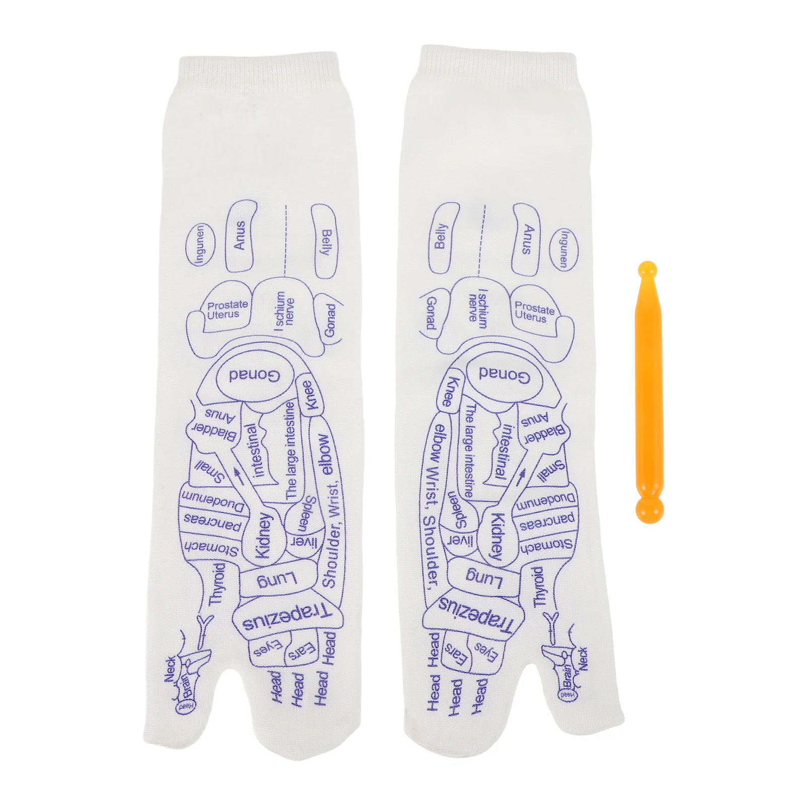

1 set 1 Set Foot Massage Socks Acupoint Printed Elastic Breathable Wear-Resistant For Plantar Stimulation With Massage Stick
