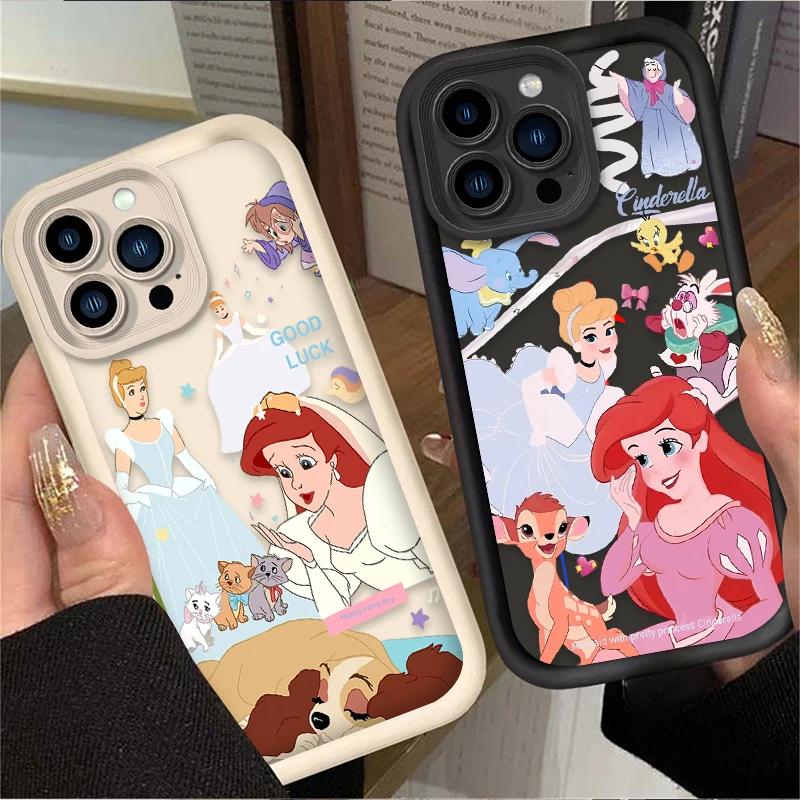 Disney Princess Alice Cinderella Phone Case For iPhone 16 15 14 13 12 11 Pro Max X XS X S Max XR SE 2020 7 8 Plus Silicone Cover