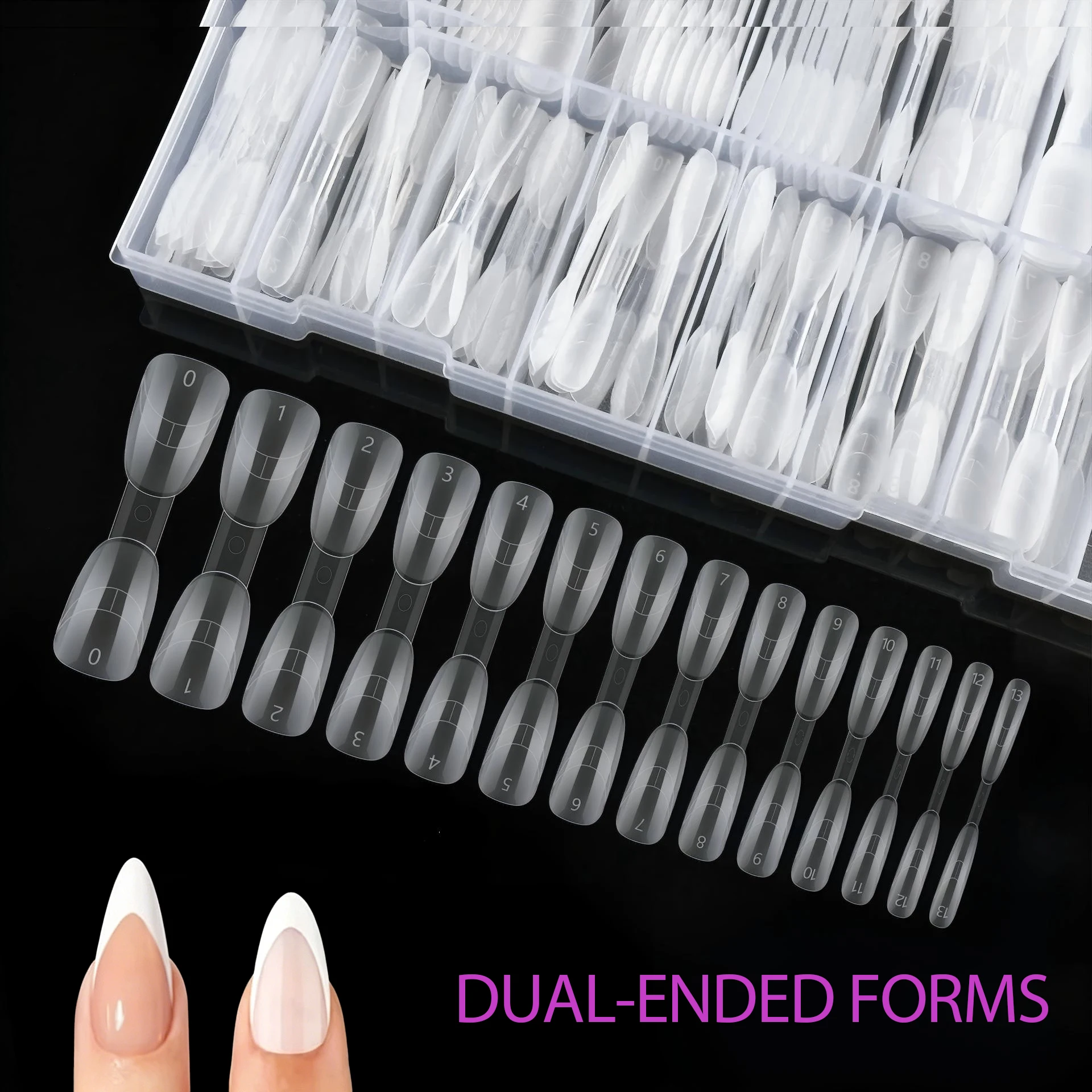 

Gorgellux Dual Eneded 140Pcs Dual Forms for Nail Extension 14 Sizes Square Coffin Almond Oval Reusable Nail Tips Salon Home Use
