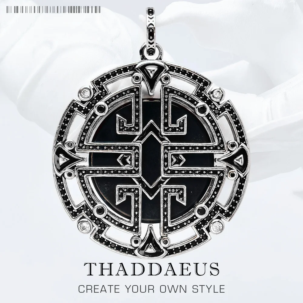 Pingente de ornamento asiático preto, 2022 verão nova jóias finas geométricas ethno 925 prata esterlina presente para mulher