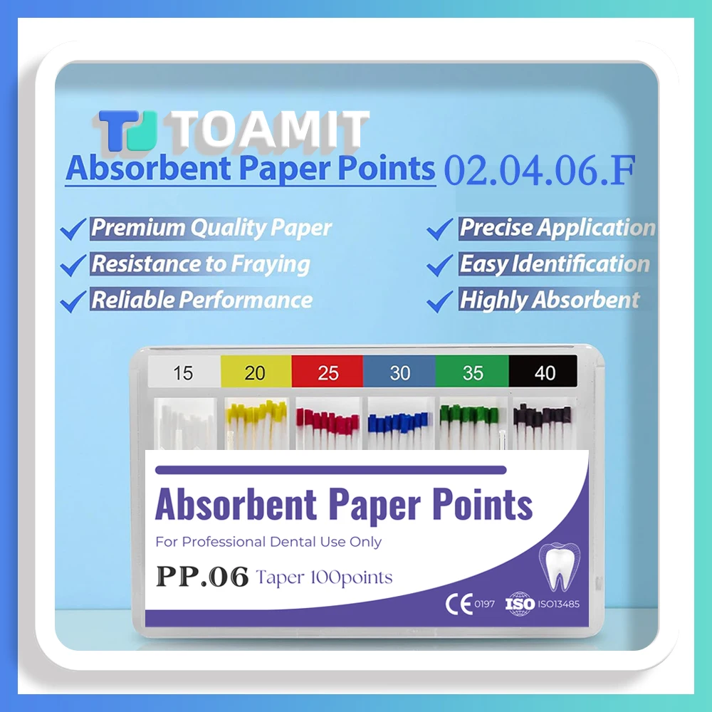 

Absorbent Paper Points Dental 1Box F 02 04 06 Taper Materials Sterile Absorbing Tips PP Endodontics Disposable Cotton Fiber Pole