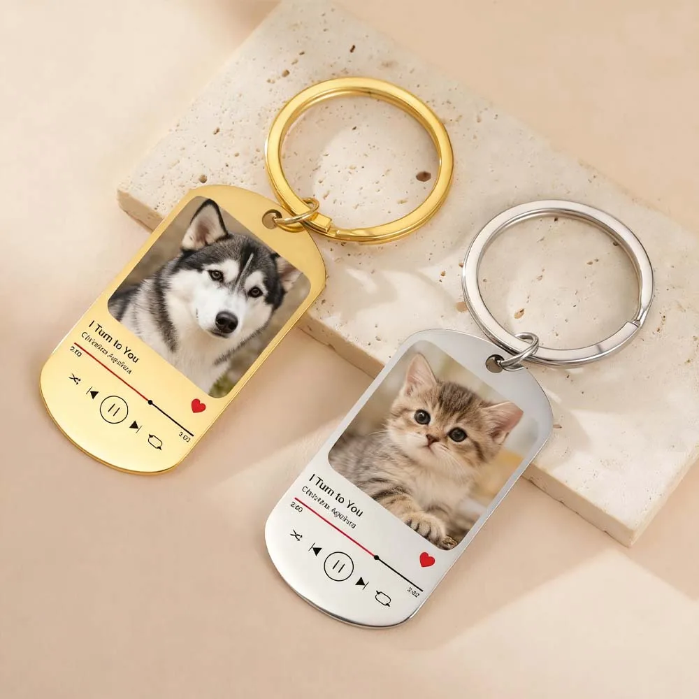 الموسيقى أغنية زوجين طباعة الطلب اسم الصورة المفاتيح شخصية مخصصة هدية للنساء الرجال الأسرة الفولاذ المقاوم للصدأ مفتاح سلسلة حلقة #3