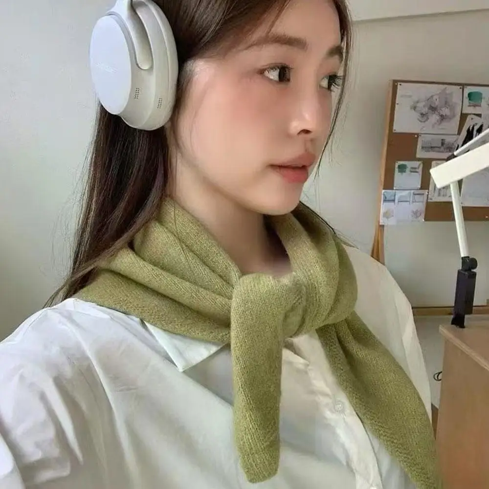 البريطانية الكورية نمط المتخصصة الصوف محبوك الثلاثي وشاح المرأة الحجاب وشاح محبوك متعدد الوظائف الدافئة وشاح محبوك #4