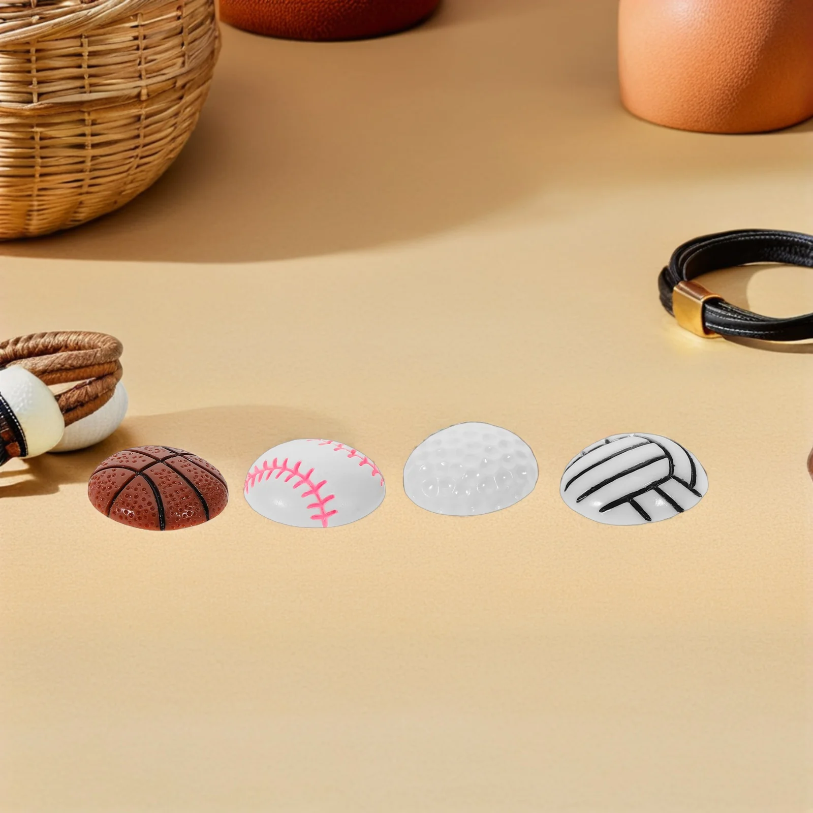 

40pcs Resin Charms Flat Back: Sports Beads Baseball Volleyball Golf Basketball Soccer For School Craft Kawaii Decoration Diy