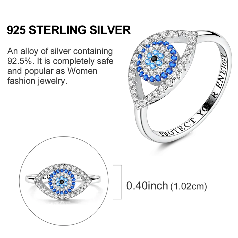 Women's 925 Sterling Silver Devil's Eye Engagement Ring