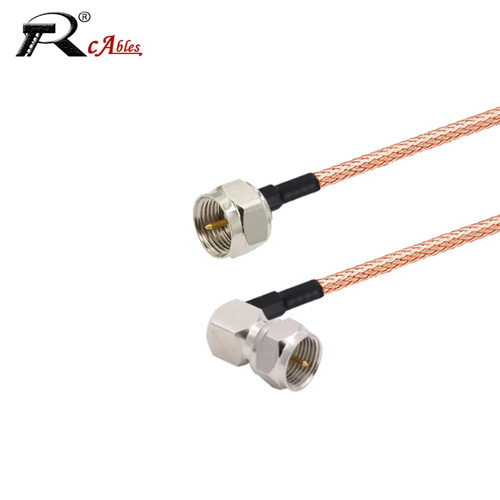 75 Ohm RG179 Cable F Male Plug to F Male 90° Right Angle Plug Cable RF Coaxial Extension Pigtail for TV Set-top Box Jumper 50CM