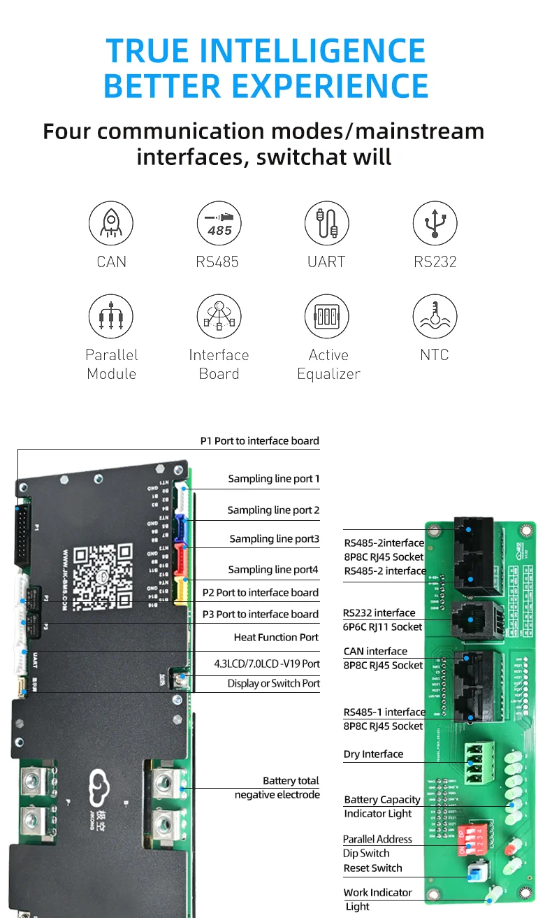 JK Lifepo4 48V 300A JK-PB2A16S30P V19 Wechselrichter BMS 2A Aktiver Ausgleich 8S-16S RS485 CAN BT HEAT für Growatt Deye Wechselrichter – Detail 6