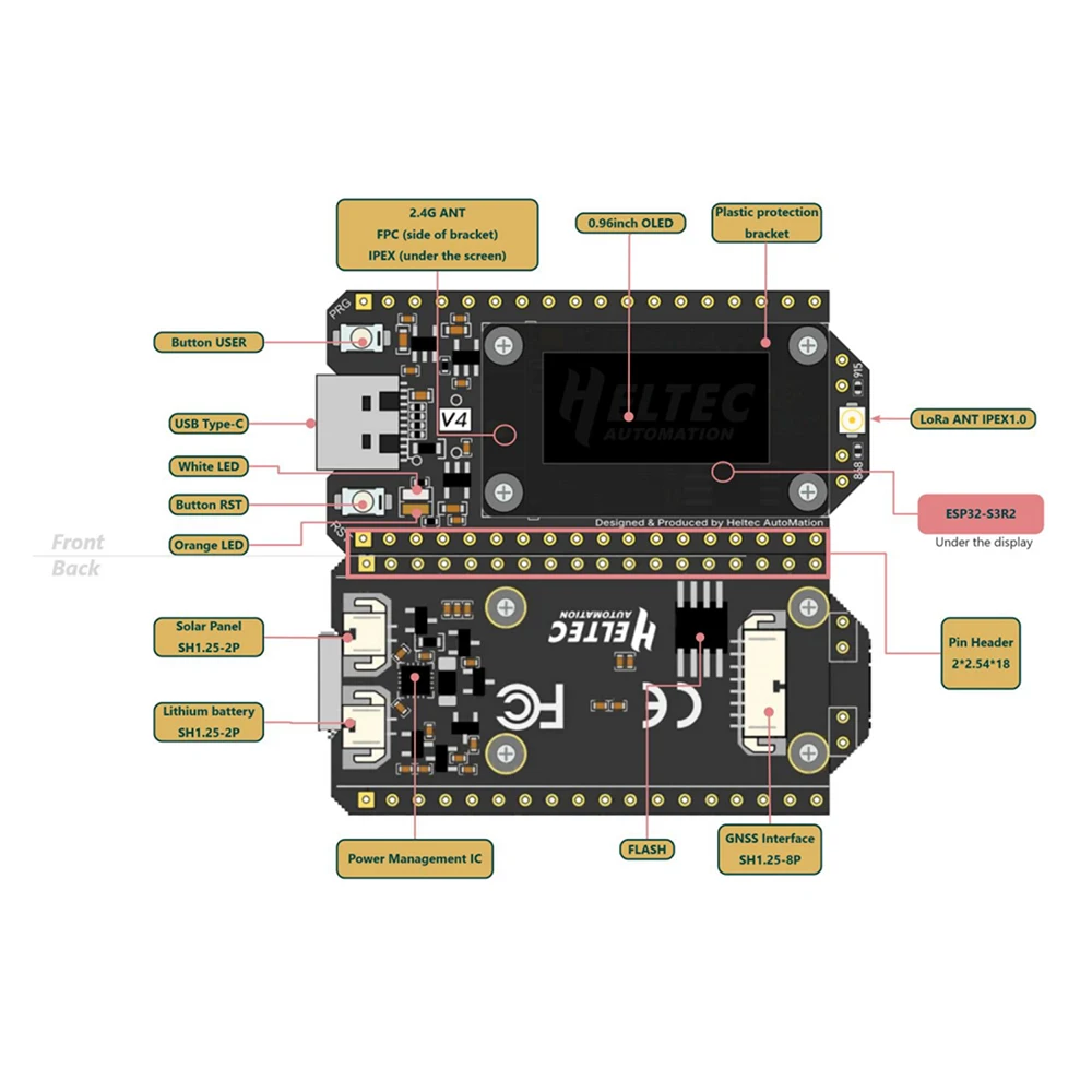 WiFi LoRa 32 V4 ESP32 لوحة تطوير Wi-Fi بلوتوث 0.96 بوصة شاشة OLED ESP32-S3R2 لوحة تطوير إنترنت الأشياء واجهة من النوع C