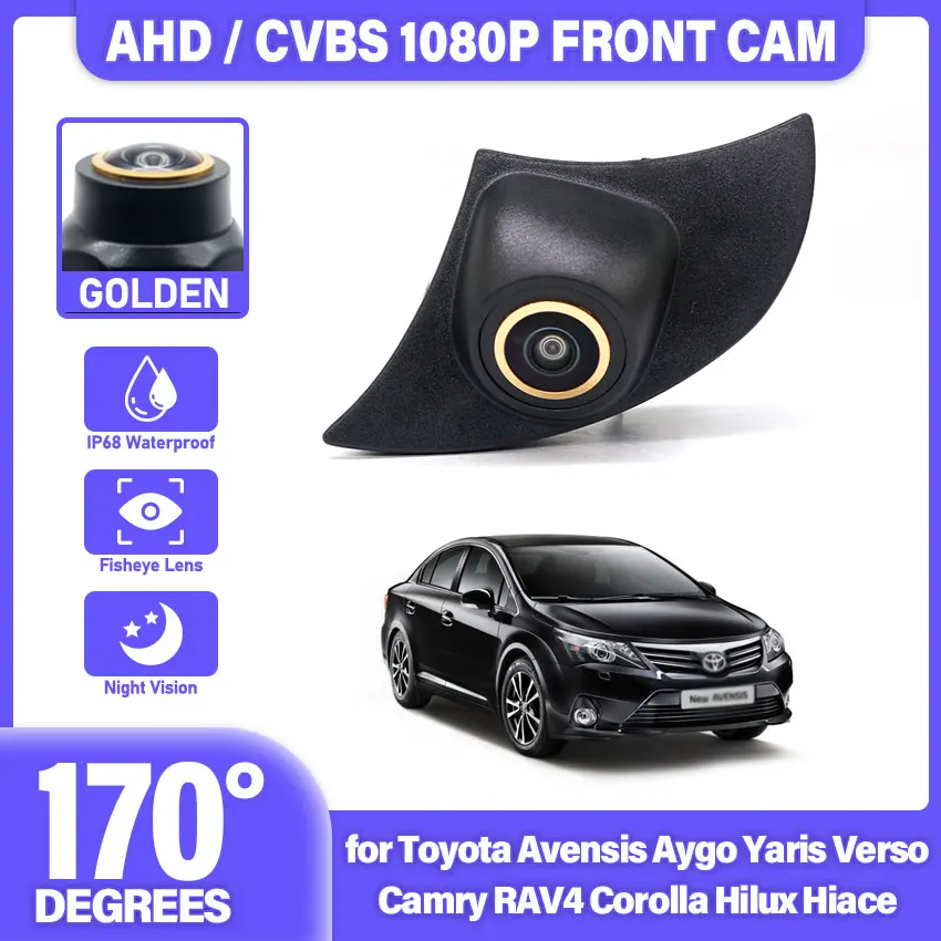 Front View Camera for Toyota Avensis Aygo Yaris Verso Camry RAV4 Corolla Hilux Hiace Front Camera Installed on Vehicle Logo
