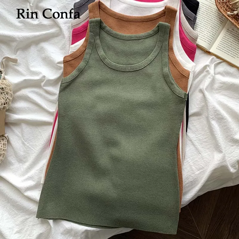 

Rin Confa New Style Slim Basic Show Thin All-Match Wear Outside Top Women Knitted Vest Sleeveless Condole Belt Fashion Tops