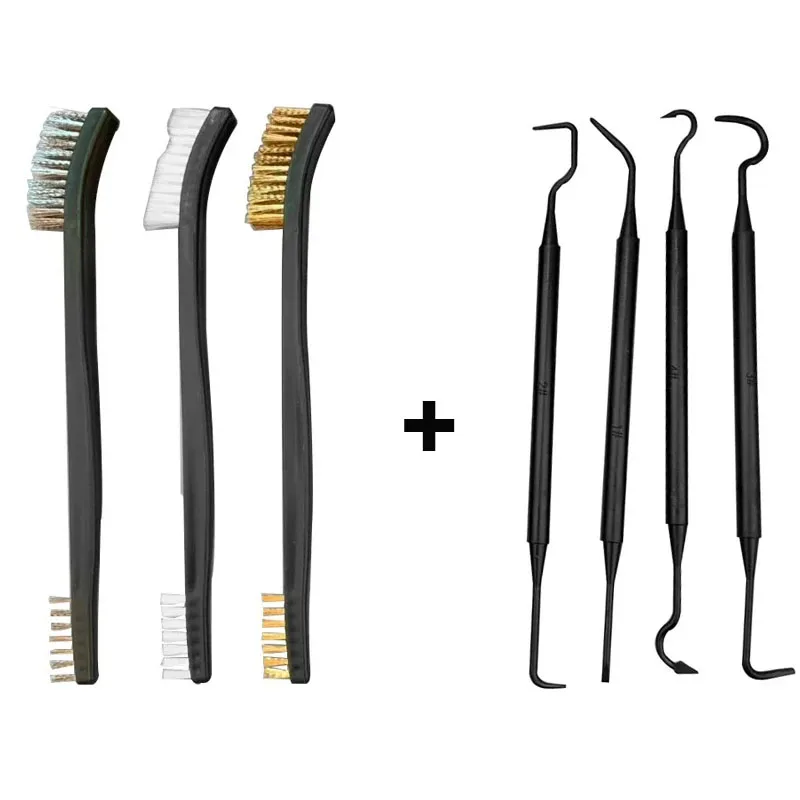 Universal Steel Wire Brush Nylon Pick Set Double-end Metal Cleaning Gun Cleaning Brush Kit Accessories Pipes Cleaning Tool 3-7pc