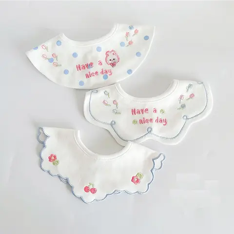 3Pcs Set Korean Style Infant Toddlers Baby Bib Cotton Cartoon Fake Collar Decorate Newborns Burp Cloths Kids Care Accessories