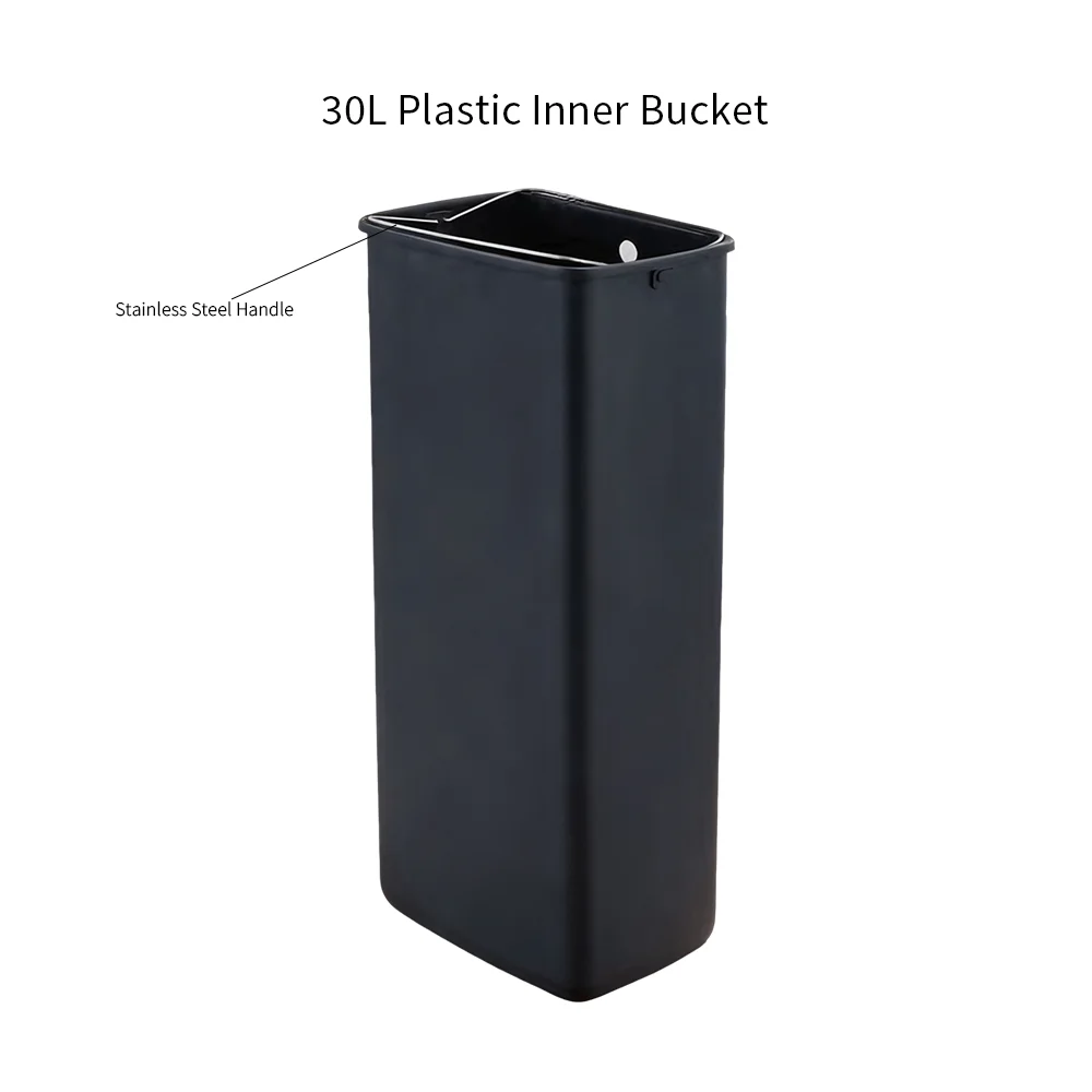 30L Stainless Steel Rectangular Trash Can with Pedal Double Layer Design 8 Gallon Waste Bin for Home Kitchen Office Use