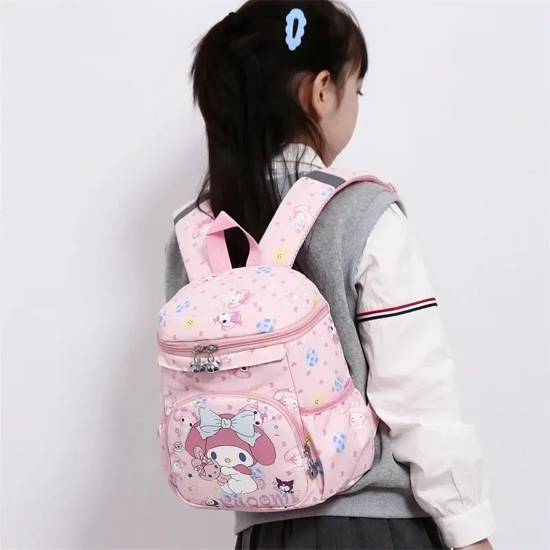 New 2024 Children\'s School Bag Nylon Cartoon Kuromi Cute KT Melody Girls Go Out Lightweight Backpack Kindergarten Hello Kitty