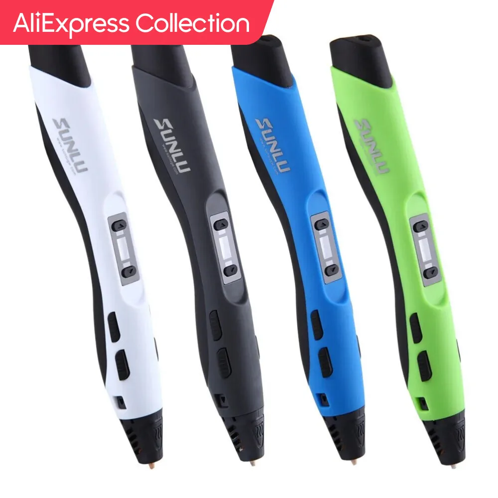 AliExpress Collection SUNLU New 3D Printing Pen SL-300A Support PLA/ABS/PCL Filament 1.75mm Low Temperature & Speed Control &