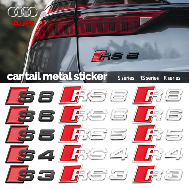 Car Body Rear Trunk ABS Emblem Sticker Decoration Accessorie for Audi A3 A4 B8 8P 8V B6 A5 A6 TT RS3 RS4 RS5 RS6 RS7 RS8 Badge