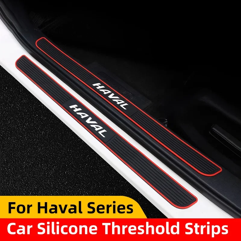 

4PCS Rubber Styling Moulding Car Threshold Strip For HAVAL H2 H6 H7 Anti-Scratch Car Door Protector Sill Auto Exterior Accessory